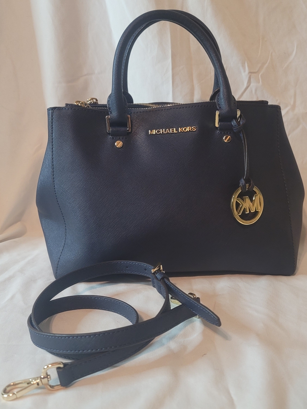 Michael Kors Navy Blue Saffiano Leather Satchel